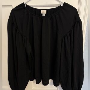 A New Day Black Blouse large with puffy long sleeves